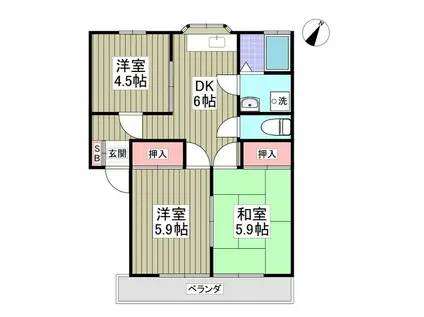 コーポ外原(3DK/2階)の間取り写真