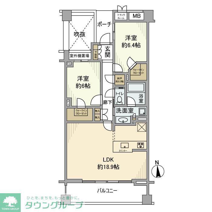 プラウド蘆花公園(2LDK/2階)の間取り写真