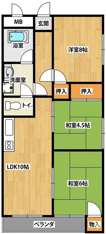 サンローズ(3LDK/3階)の間取り写真