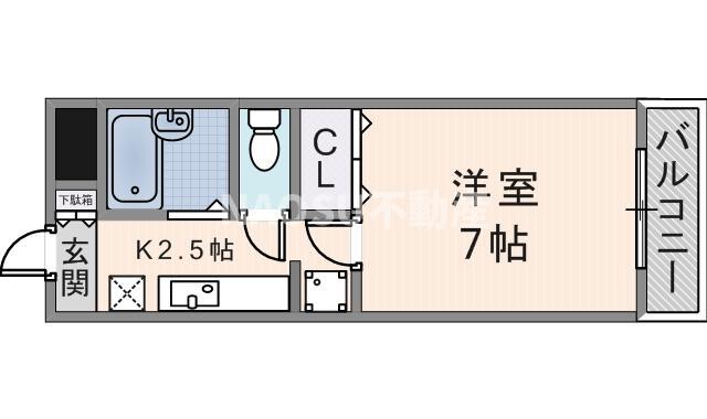 グレイス東洋(1K/3階)の間取り写真