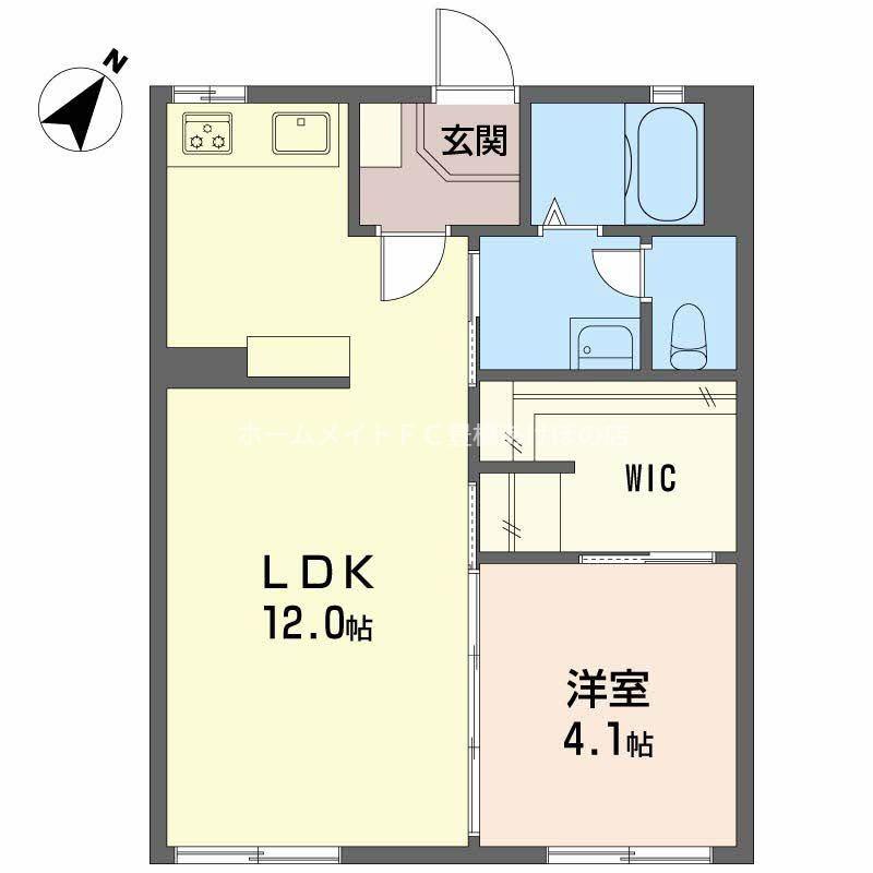 ドミール南陽 B棟(1LDK/1階)の間取り写真