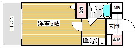 エスリード三宮第2(1K/4階)の間取り写真