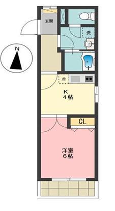 KIYOSUMI TERRACE(1DK/4階)の間取り写真
