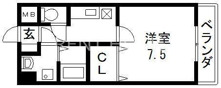 ピアチェーレC(1K/2階)の間取り写真