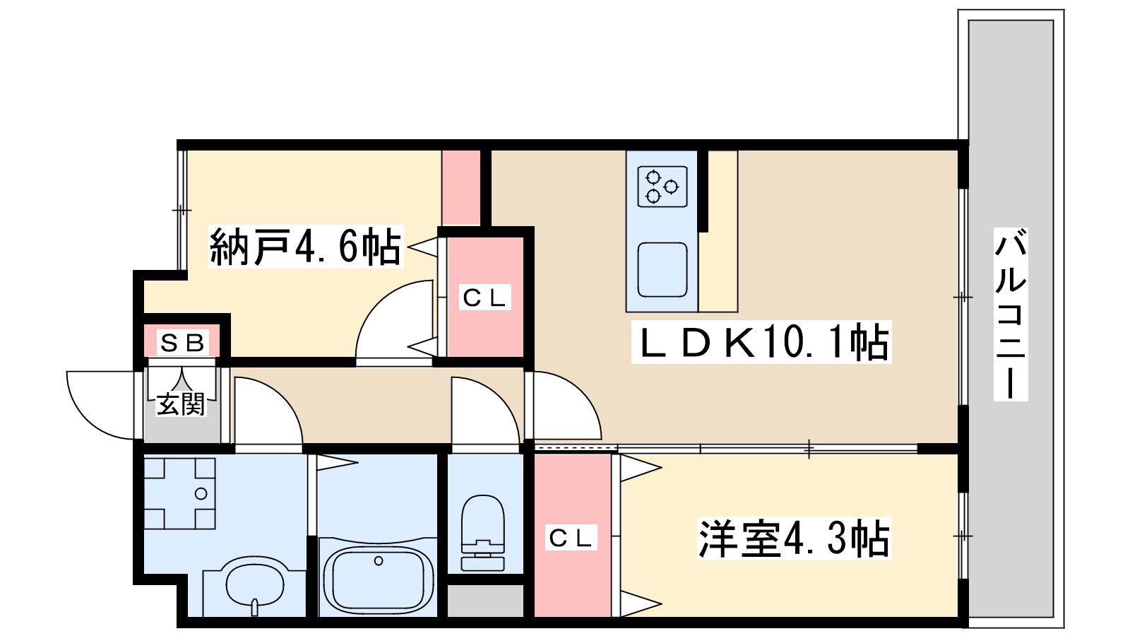 GRAND STEADY 西中島(1SLDK/2階)の間取り写真