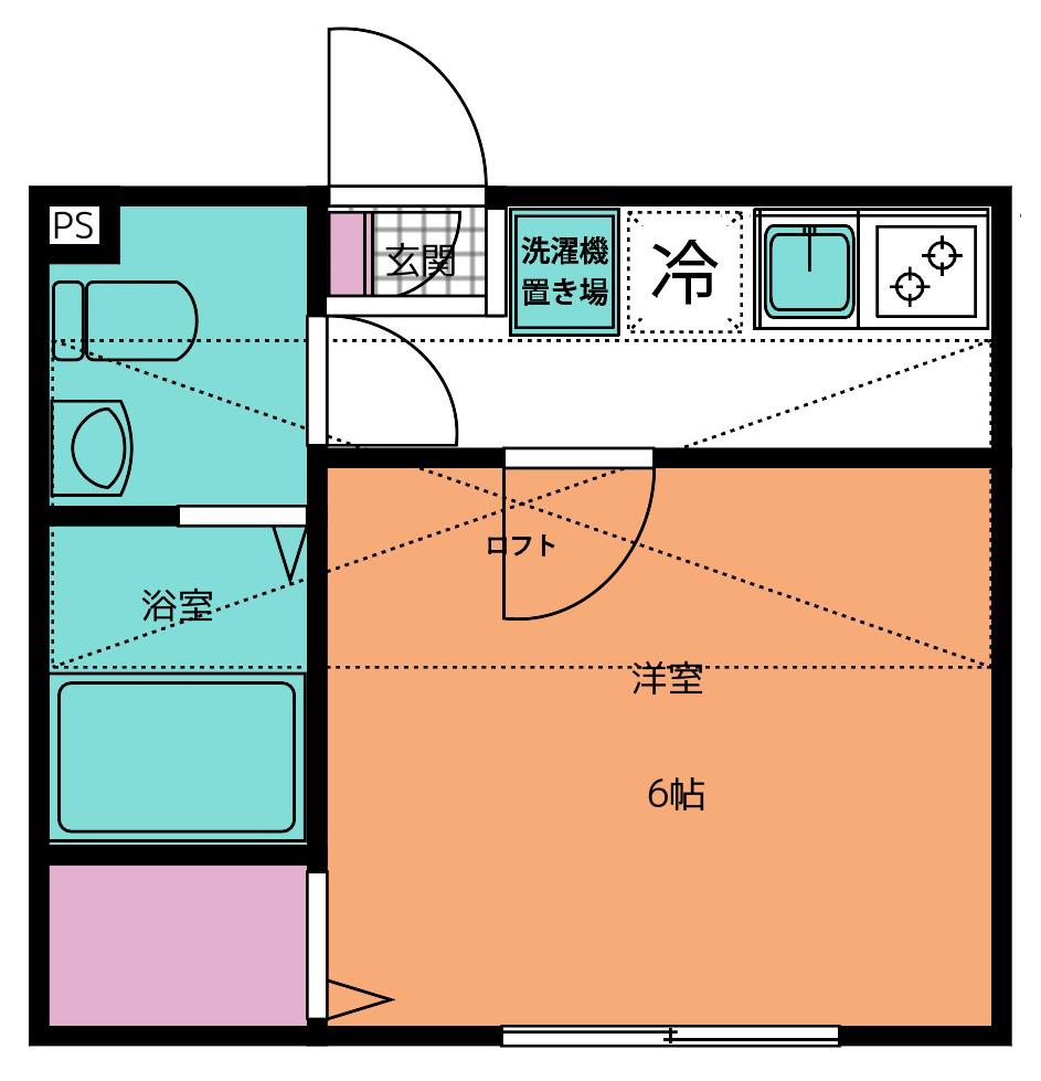 AZALEA茅ケ崎(1K/2階)の間取り写真