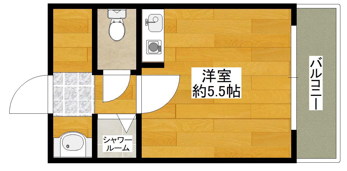 クレイドル江坂(ワンルーム/3階)の間取り写真