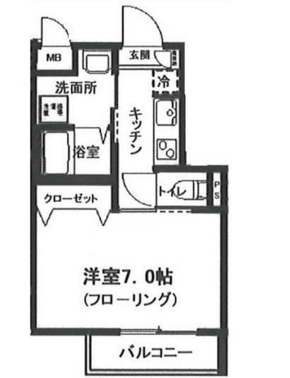 サンヒルズ旗の台(1K/1階)の間取り写真