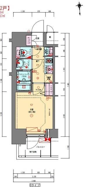 プレサンス松屋町ヴェルデス(1K/6階)の間取り写真