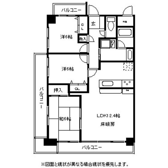 ダイアパレス城南公園(3LDK/2階)の間取り写真