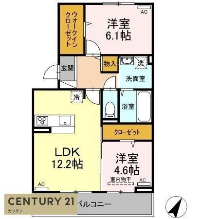 カーサ・ドマーニ A棟(2LDK/2階)の間取り写真