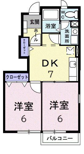 尾島ガーデンヒルズ(2DK/1階)の間取り写真