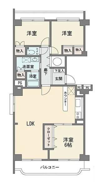 メゾン宮前平(3LDK/1階)の間取り写真