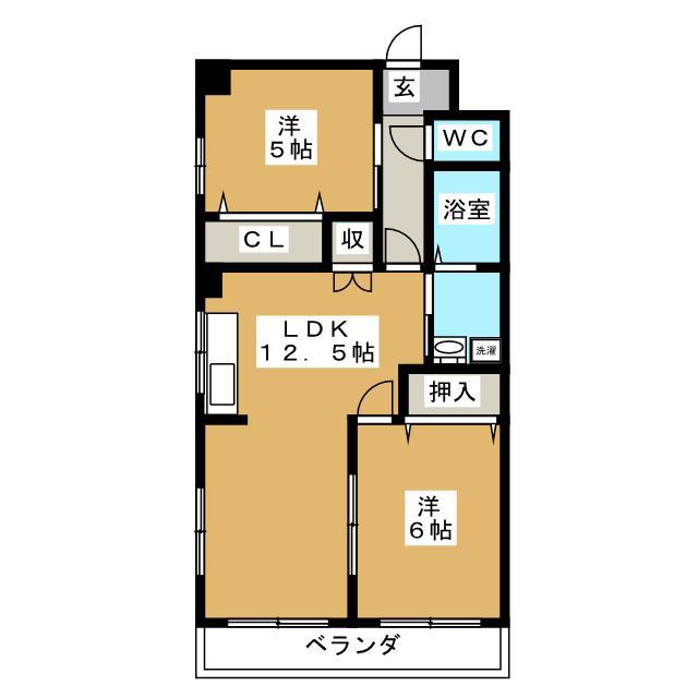 デージーコート相模台(2LDK/1階)の間取り写真