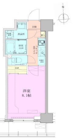 八丁堀レジデンス壱番館(1K/5階)の間取り写真