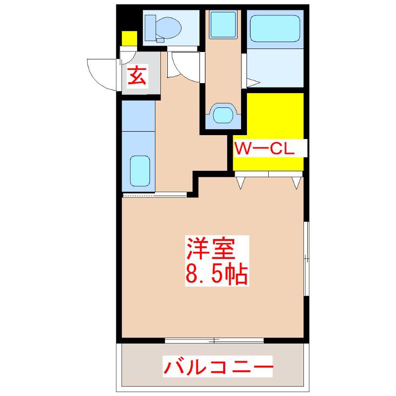 ALL BLUE(1K/1階)の間取り写真