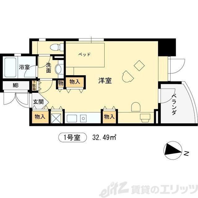 松下善ビル(ワンルーム/4階)の間取り写真
