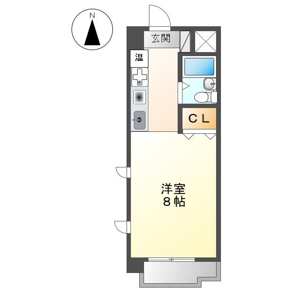 ファースト尼ヶ坂(1K/4階)の間取り写真