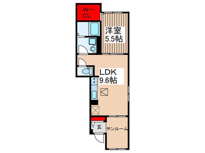 ル.リアンK-1(1LDK/1階)の間取り写真