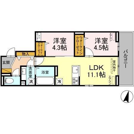 D-ROOM穴川III(2LDK/3階)の間取り写真