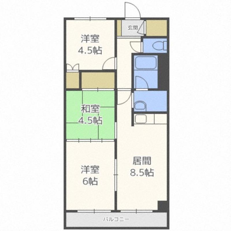 マンションてるめい(3DK/3階)の間取り写真