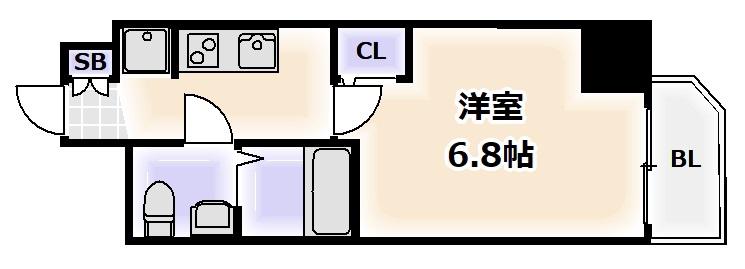 ラシュレエグゼ天王寺(1K/7階)の間取り写真