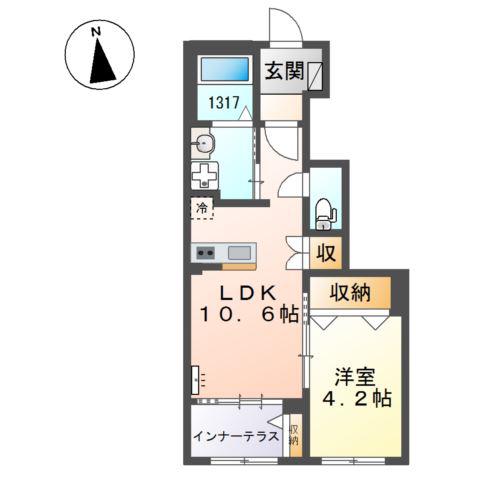 ディアバルド(1LDK/1階)の間取り写真