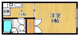 福徳荘(1K/2階)の間取り写真