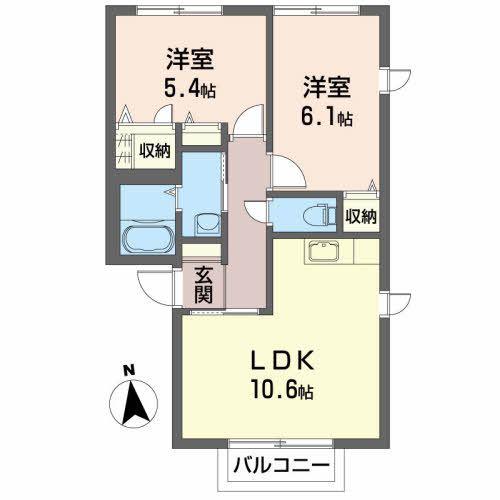 ソディア A(2LDK/1階)の間取り写真