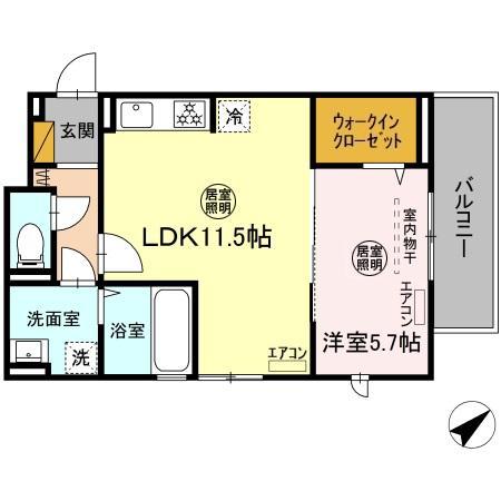 D-ROOM IGODAI(1LDK/3階)の間取り写真