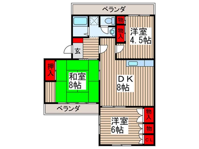 エンブレム上尾(3DK/4階)の間取り写真