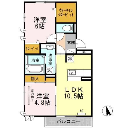 ボヌールK(2LDK/2階)の間取り写真