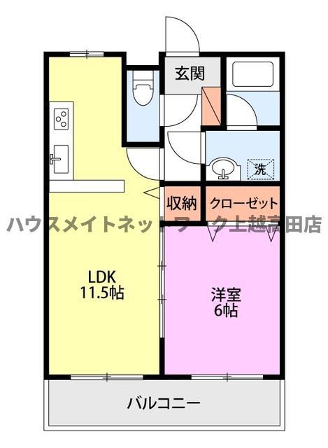 セグメント27くびき野(1LDK/1階)の間取り写真