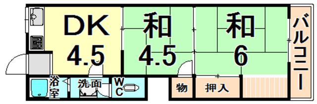 佐々木コーポ(2DK/4階)の間取り写真