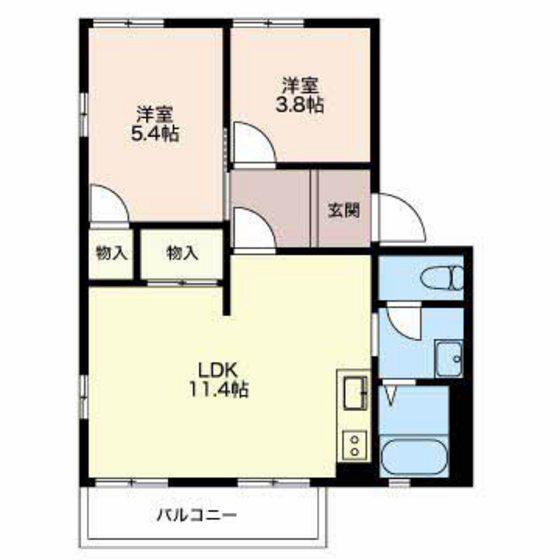 パークヒル生桑A棟(2LDK/2階)の間取り写真