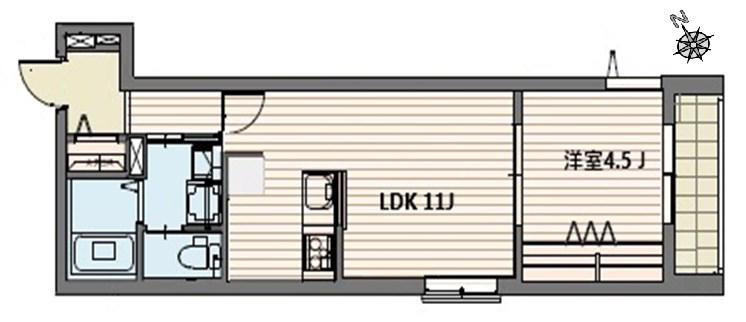 弦巻5丁目(1LDK/2階)の間取り写真