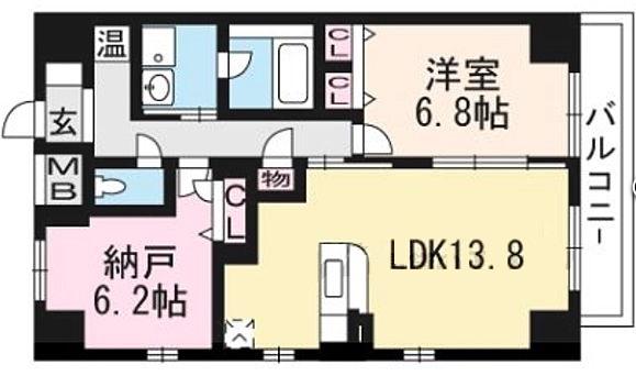アミティエ守山(2LDK/8階)の間取り写真