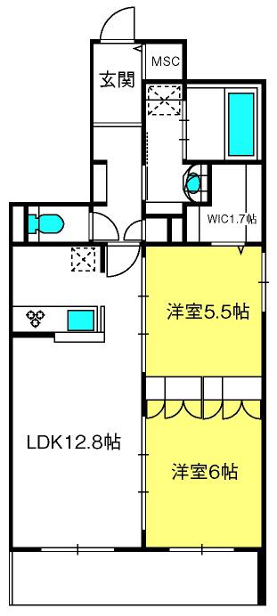 ルーチェ スギヤマ(2LDK/1階)の間取り写真