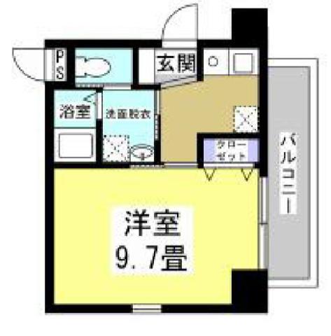 FLOS元浜(1K/9階)の間取り写真