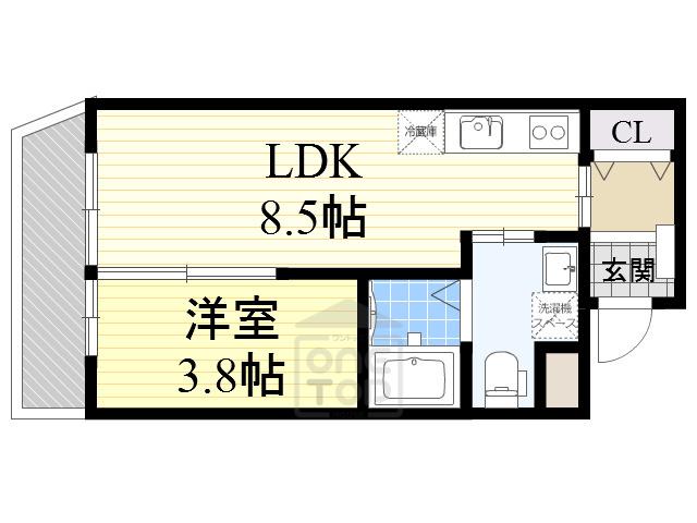 COZY豊中蛍池(1LDK/3階)の間取り写真