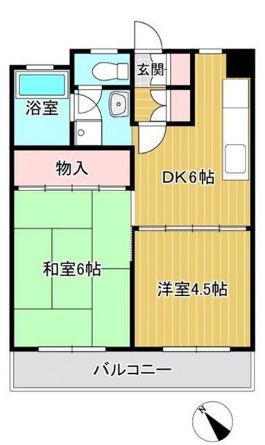 七福ビル滑石(2DK/6階)の間取り写真
