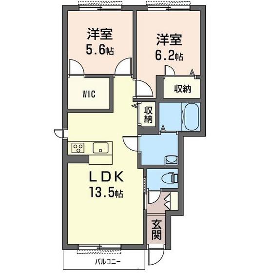 フォンス(2LDK/1階)の間取り写真