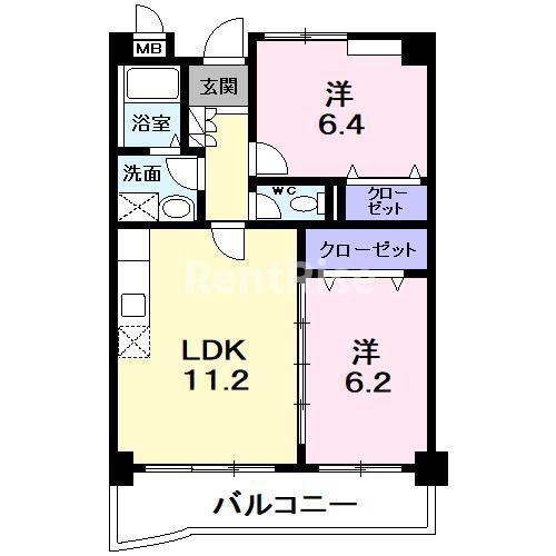 ラフィネ(2LDK/3階)の間取り写真