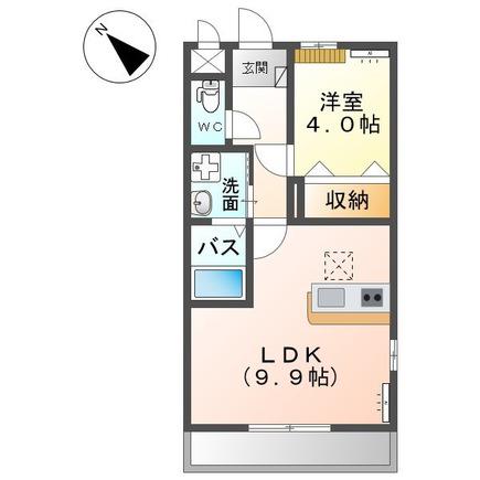 グランディールIII 1LDK(1LDK/1階)の間取り写真