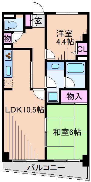 KMビル(2LDK/3階)の間取り写真