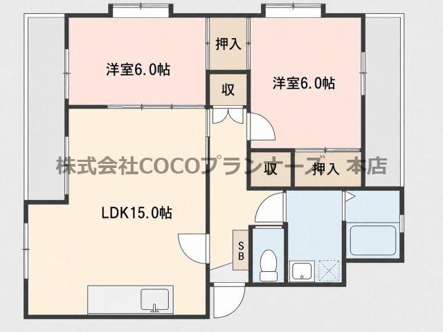 インフィニティ出水I(2LDK/4階)の間取り写真