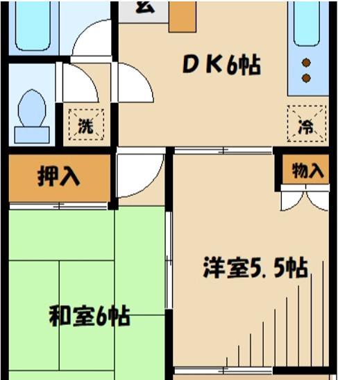 パークフルール(2DK/2階)の間取り写真