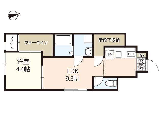 グランディール大竹(1LDK/1階)の間取り写真
