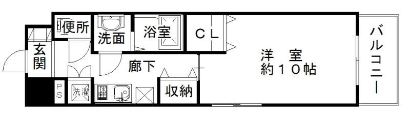 パセオス上本町(1K/7階)の間取り写真