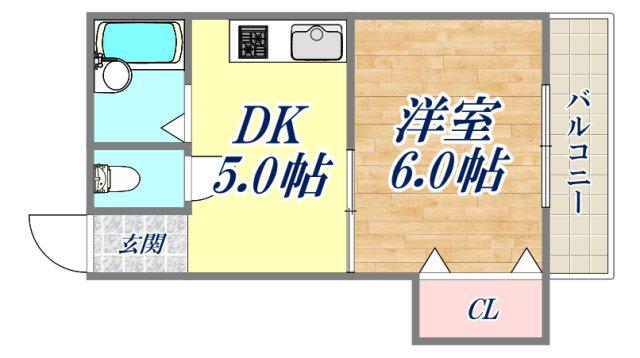 新立花マンション(1DK/3階)の間取り写真
